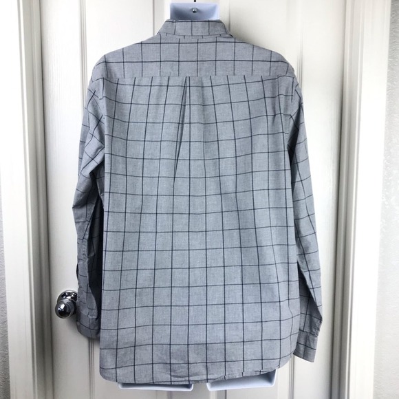 GAP Factory Classic Fit Poplin Plaid Shirt Gray L - Picture 3 of 6
